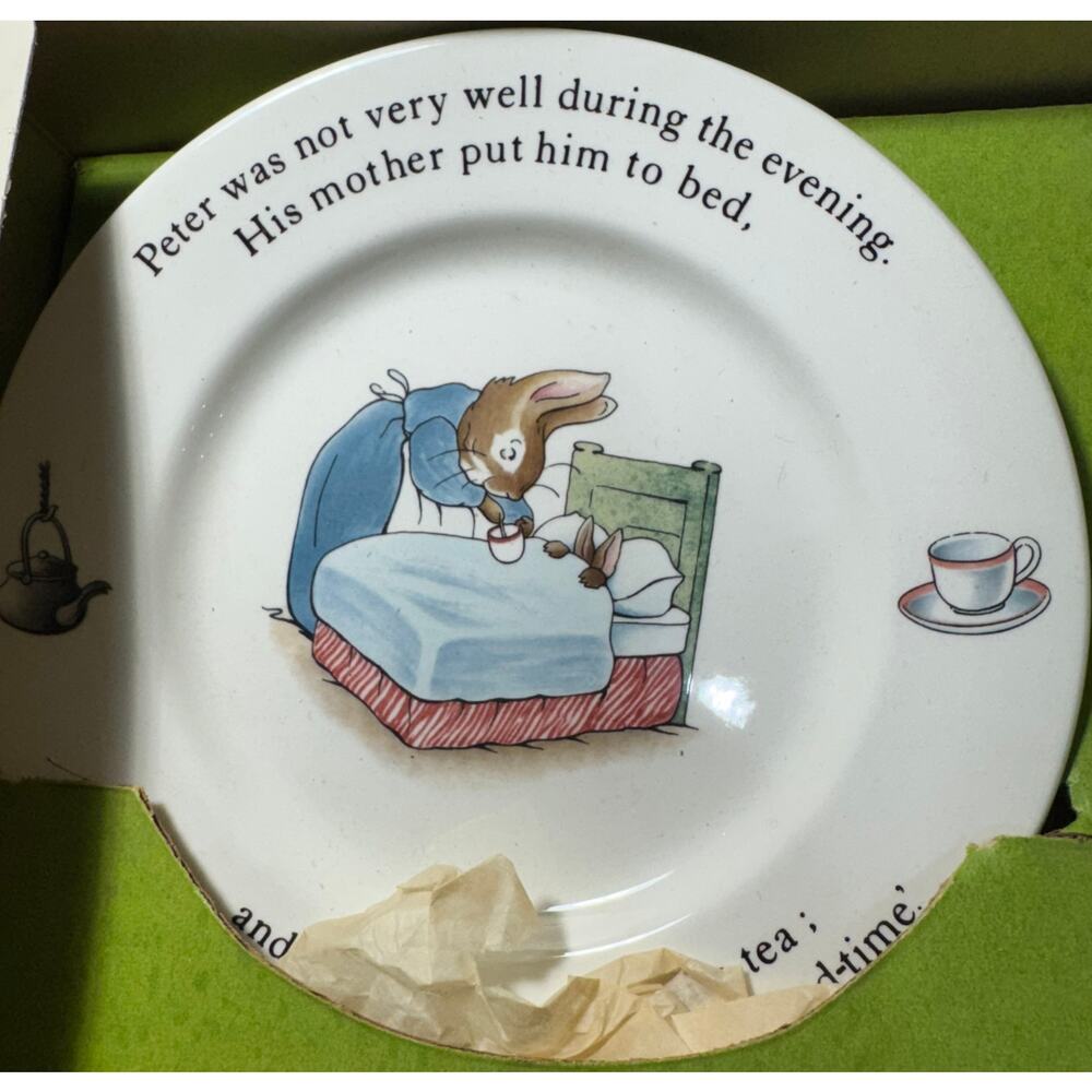 Vintage Wedgwood Beatrix Potter Mrs Tiggy Winkle 3 Piece Dish Set Plate Cup Bowl - Picture 5 of 11